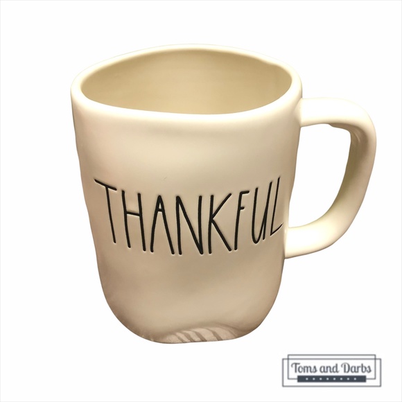 Rae Dunn THANKFUL Ceramic Mug in White - Picture 2 of 3